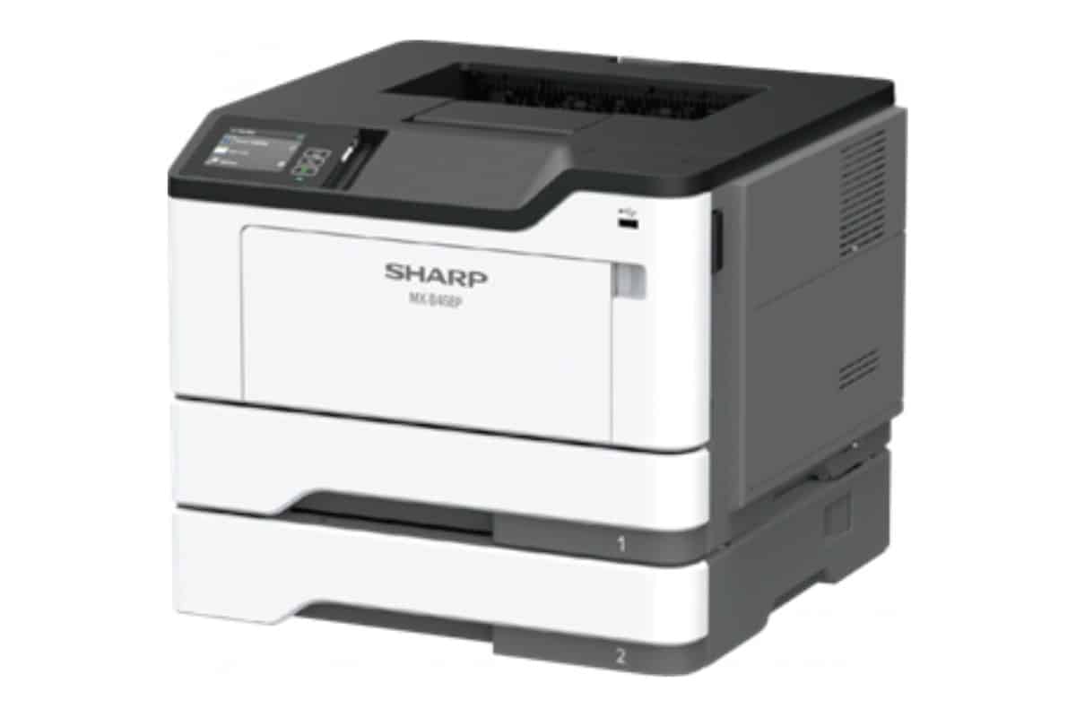 Powers-business-machines-mx-b468p Sharp mx-b468p monochrome business printer with dual paper trays for high-volume office printing